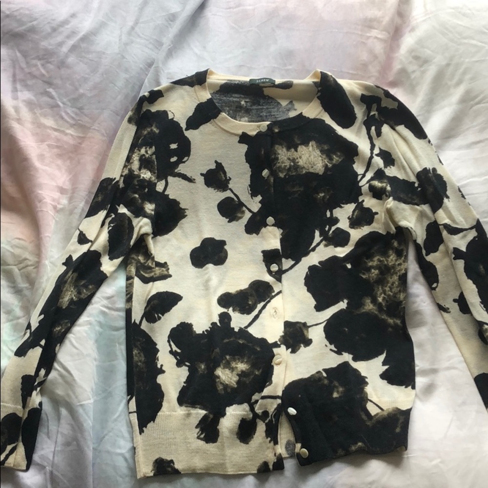 J. Crew Floral Cream Cardigan